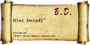 Blei Dezső névjegykártya